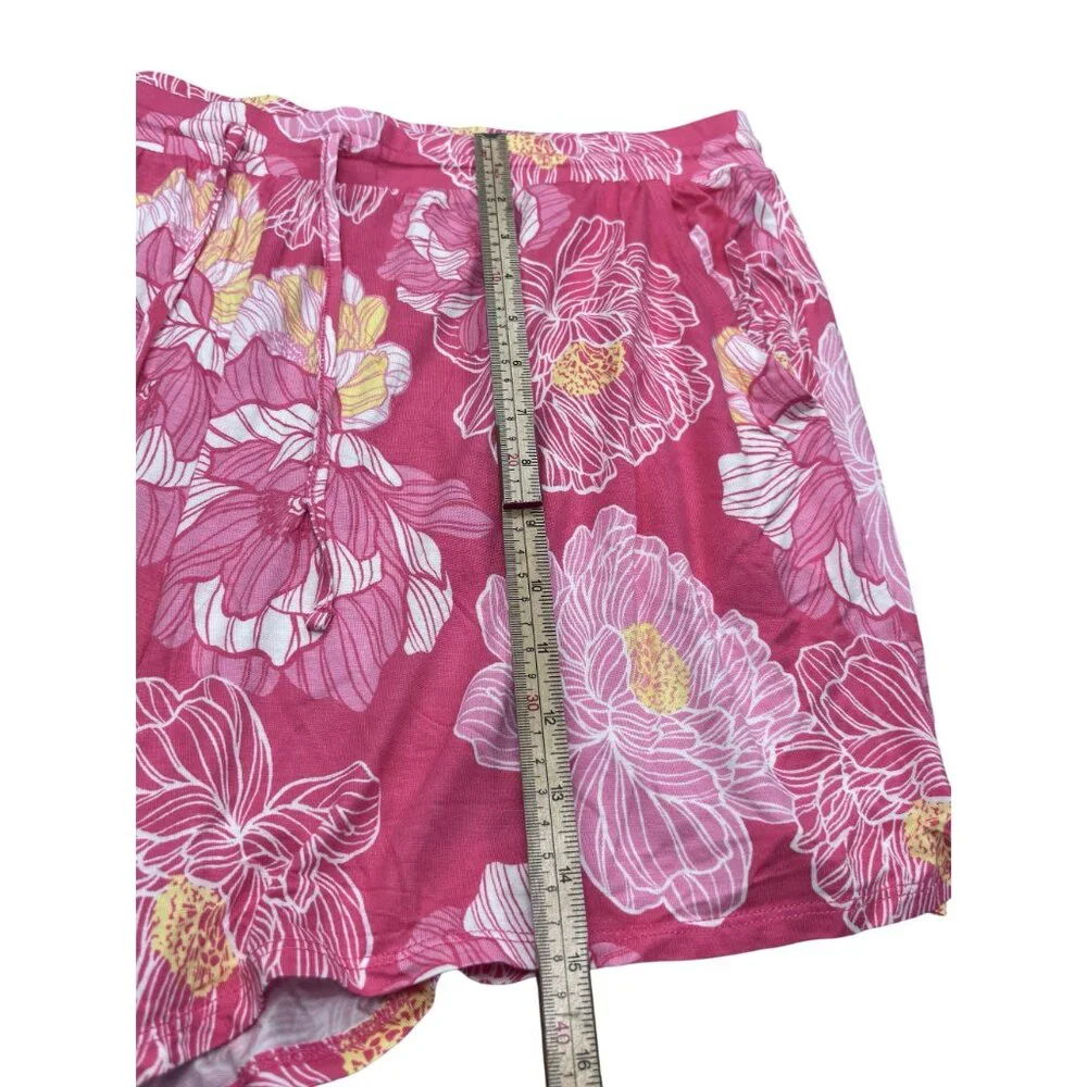 Liz Claiborne Floral Sleep Shorts XL Pink Rayon/Spandex